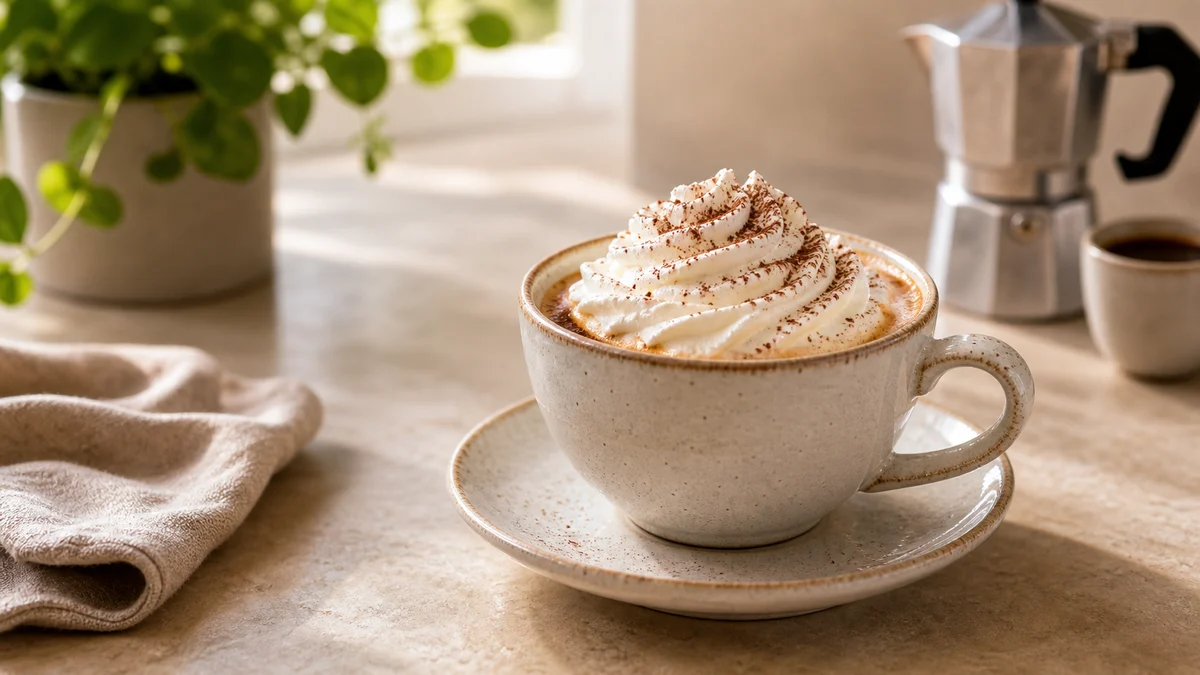 Illustration pour Recette café viennois : café fort, crème fouettée et équilibre