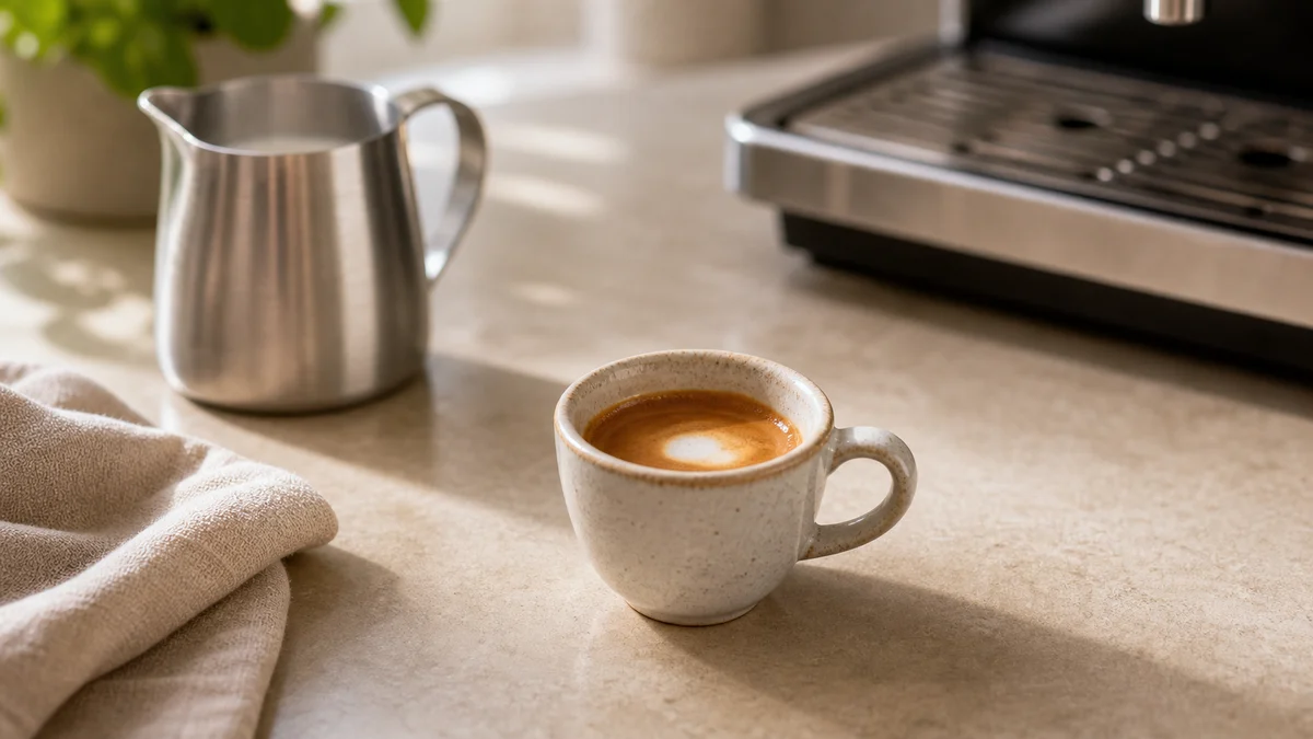 Illustration pour Recette macchiato noisette : espresso marqué d'une touche de lait