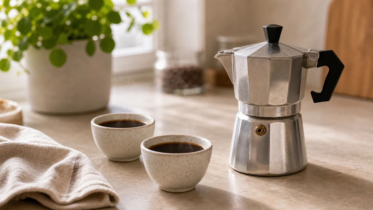 Illustration pour Recette moka italienne : café fort sans goût brûlé